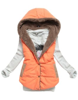 New Arrival Spring Autumn Winter Sleeveless Women's Hooded Vest Coat Lady Fashion Casual Waistcoat-orange-M - Intl  