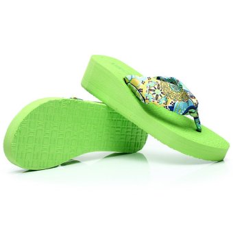 New Bohemian Beach Flip-Flops +Women Sandals and Slippers with Slip Resistant (Green)  