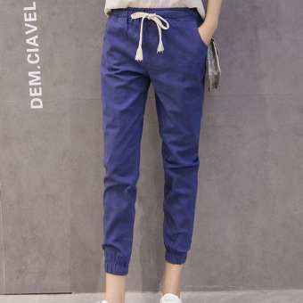 New Casual Cotton and Linen Nine Trousers Harem Pants (Dark Blue) - intl  