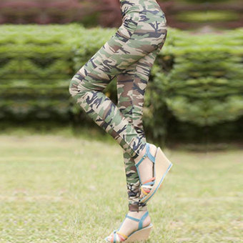 New Cool Ladies Womens Camouflage Army Print Stretch Graffiti Style Slim Skinny Fit Casual Leggings - Intl - intl  