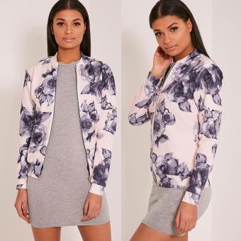 New Fashion Casual Long Sleeve Floral Print Baseball Jacket Outwear Coat - intl  