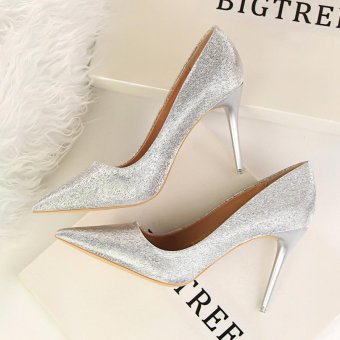 New Fashion Color matching High Heels Thin Heels High-Heeled Shoes Closed Toe Pointed Toe Woman Pumps Ladies Wedding Shoes Women Shoes - intl  