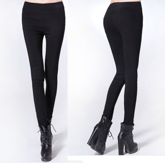 New Fashion Colored Stretch Fashion Female Candy Colored Pencil Women's Pants Elastic Cotton Pants OL Slim Trousers 3XL(Black) - intl  