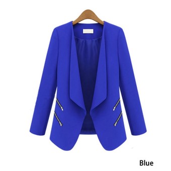 New Fashion Long Sleeve Slim Women Blazers Jackets Small Women Suit Spring Autumn Korean Zipper Pocket Casual Small Jacket Coat Slim Ladies - intl  