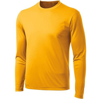 New Fashion Men's Simple Cotton T-shirt Printing Pocket Pattern Shirt Long Sleeve Solid color Yellow  