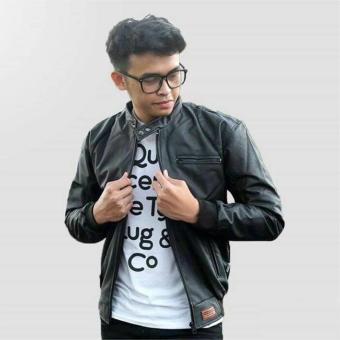 NEW Jaket Kulit Exclusive Jaket Motor Trendy - fullblack LM506  