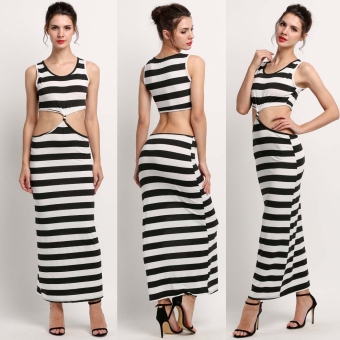 New Sexy Summer Boho Women Sundress Striped Bodycon Evening Party Dress Beach Long Dresses - intl  