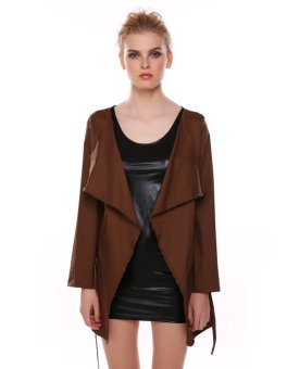 New Stylish Women Ladies Fashion Design Belted Long Sleeve Coat Jacket-khaki-M  