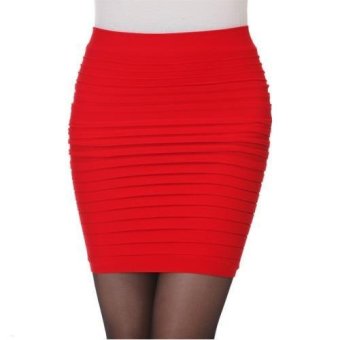 New Summer Women Silm Mini Skirts Candy Color Large Size Package Hip Skirt (Red) - intl  