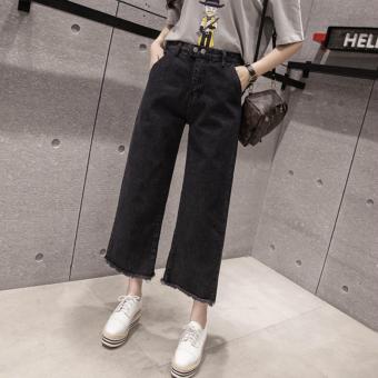 New Wide Leg Jeans Korean Version Nine Minutes Denim Jeans Black - intl  