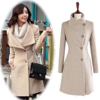 New Women\'s Worsted Coat Long Sleeve Tweed Winter Coat - intl  