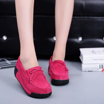 NEW Women Shoes Bowtie Muffin Heavy-bottomed Platform Women Flats Fashion Loafers (Red) - intl  