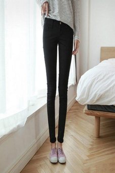 New Women's High Waist Slim Trousers Stretch Skinny Pencil Pants Jeans (Intl)  