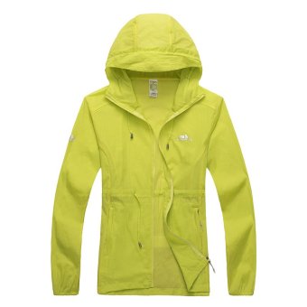 New Womens Sunscreen Travel Anti-UV Coat Outdoor Waterproof Quick Dry Jacket With Belt Yellow  