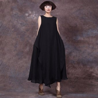 New ZanZANZEA Fashion 2016 Summer Style Casual Cotton Linen Long Maxi Dress Sleeveless O Neck Dresses Loose Vestidos Plus Size S-5XL - intl  