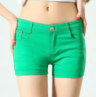 Nianhua The new candy denim color shorts Green - intl  