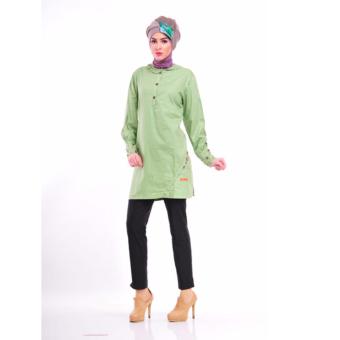 Nibras Blouse Atasan NA-07 Kaos Wanita Baju Muslim Tunik Kemeja Kaos Hijau Melon  