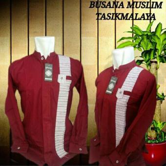 Nuranitex Baju Koko Modern Simpel - Merah Mewah  