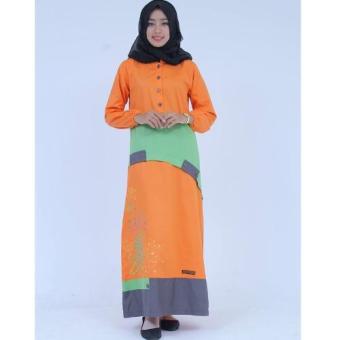 Nuranitex Gamis Bordir Muslim Wanita Modern GL253O - Oren Elegan  