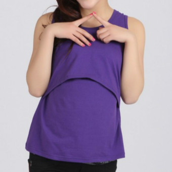 Nursing Tops Maternity Clothes Short Sleeve T-shirt Pregnancy Breastfeeding Clothes For Pregnant Women (Purple) - intl  