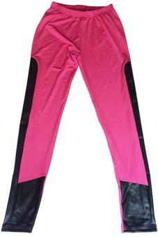 OEM 0280 Womens Milk Silk Faux Leather Stretchy Leggings Skinny Pants(Rose)