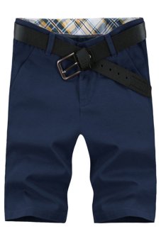 OEM 7956 Men's Solid Short Pants Casual Shorts Straight (Dark Blue)  