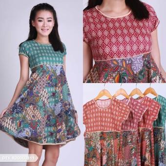 Omah Fesyen Februna Batik Flare Mini Dress - Brick  