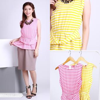Omah Fesyen Redivina Stripe Peplum Mini Dress - Yellow  