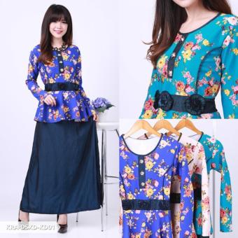 Omah Fesyen Syamirla Flowery Peplum Maxi Dress - Tosca  