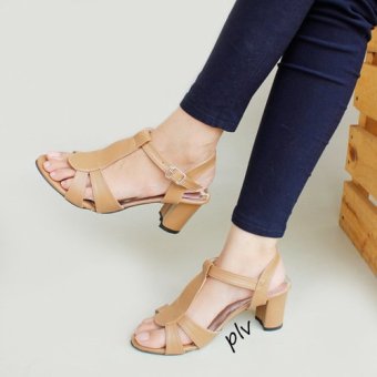 Own Works Open Toe Strappy Block Mid Heel Sandals KN03 - Mocca  