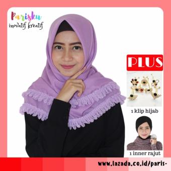 paket parisku hijab jilbab segiempat ruffle purple  