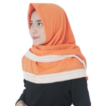 parisku hijab segiempat katun big lace orange  
