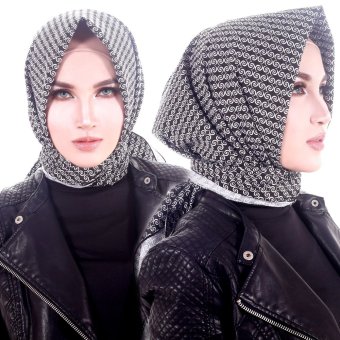 Parisku Jilbab Hijab Segiempat Katun Square Monochrome Blacksnail  