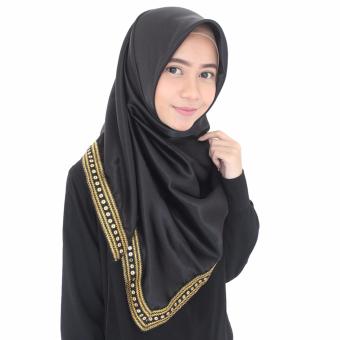 Parisku Jilbab Hijab Segiempat Satin Nagin Black  