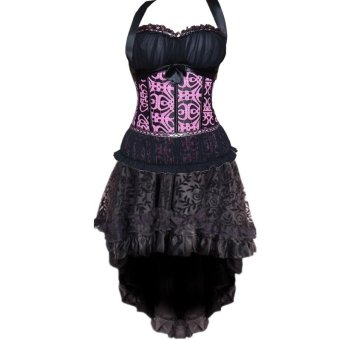 Party Dance Halterneck Corset with a Layered Skirt (Rose/Black) - intl  