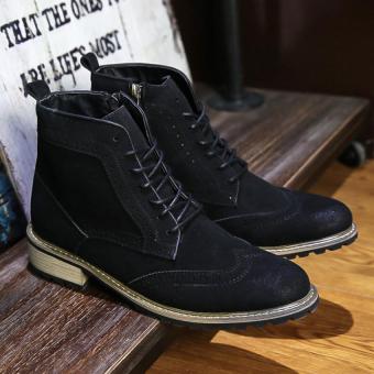 PATHFINDER Fashion Men's Suede Boots British Style Men Shoes?Black?  