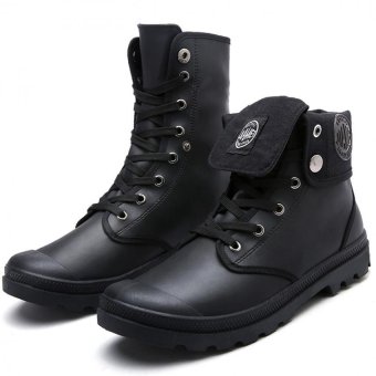 PATHFINDER Men 's Fashion Casual Canvas Tooling Boots?Black&Leather? - intl  