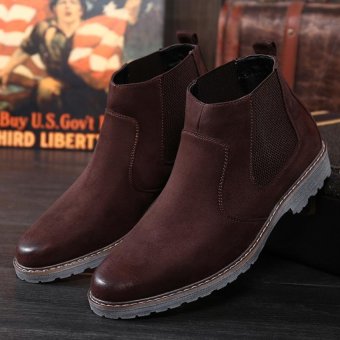 PATHFINDER Men's Slip On Ankle Boots Suede Men Shoes(Brown) - intl  