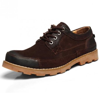 PATHFINDER Men's Suede Leather Sneakers Shoes Coffee  