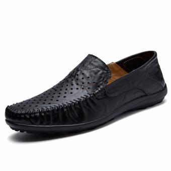 Pattrily men's casual shoes, moccasin-gommino, driving shoes, soft and (black) - intl  