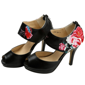 Peep-toe Thin Heel Embroidered Sandals 35 - Intl  
