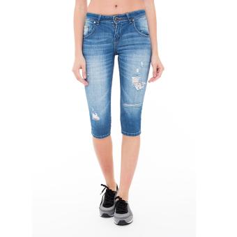 People's Denim Ladies Jeans Arwen Ripped Skinny Fit - Biru  