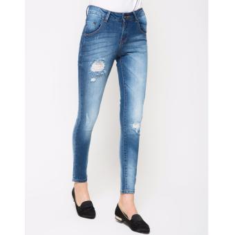 People's Denim Ladies Narnia Ripped Jeans - Biru  