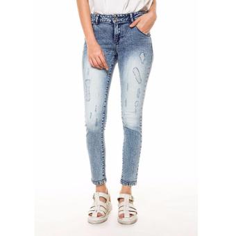 People's Denim Ladies Staceys Ripped Jeans - Biru  