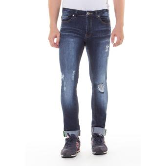 People's Denim Men Jeans Macko RU Ripped Super Slim Fit - Biru  