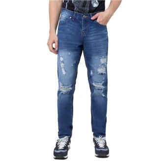 People's Denim Men Jeans Refuel Ripped Slim Fit - Biru  