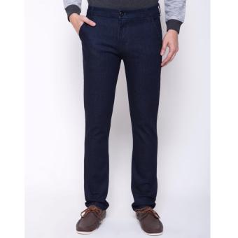 People's Denim Men's Jeans Brizio Basic Solid Long Pants - Dark Blue  