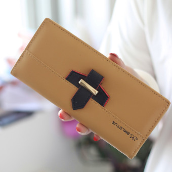 Dompet Wanita Model Panjang Sederhana dan Elegan Gaya Jepang (Beige bagian panjang tempat).