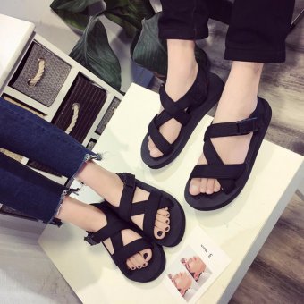 Personality Women Beach Sandals Breathable Female Roman Shoes Summer Sandal Black XZ325 - intl  