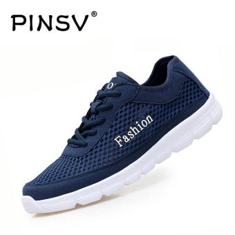 PINSV Big Size Men's Fashion Sneakers Casual Mesh Shoes (Navy Blue) - intl  